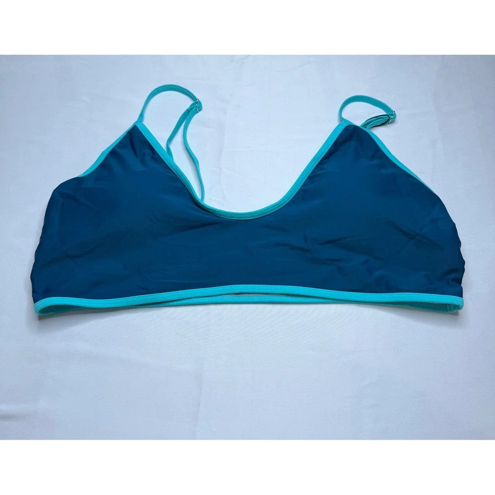 Zaful Womens Teal Turquoise Contrast Trim Bikini Top and Swim Shorts Set 2XL